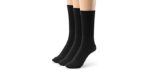 Silky Toes 3 or 6 Pack Men’s Bamboo Diabetic Seamless Soft Non-Binding Crew Socks, Also Available In Plus Sizes (10-13, Black- 3 Pairs)