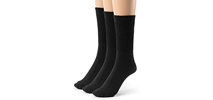 Silky Toes 3 or 6 Pack Men’s Bamboo Diabetic Seamless Soft Non-Binding Crew Socks, Also Available In Plus Sizes (10-13, Black- 3 Pairs)