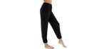 WiWi Women's Bamboo Loose Yoga Bottoms Lightweight Jogger Pants Plus Size Pajama Pant Lounge Sleepwear S-4X, Black, X-Large