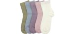 Women Ankle Socks Bamboo Crew Thin Ankle Height Boot Lightweight Color in Socks Anti Odor Soft Breathable No Polyester Sock 5 Pairs (Assorted, Large)