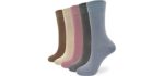 Womens Crew Socks Bamboo Casual Boot Lightweight Ultra Soft Calf Thin Sock 5 Pairs(Assorted1, Large)