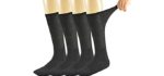 Yomandamor Mens Bamboo Diabetic Over The Calf Socks,4 Pack Size 10-13(B)