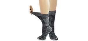Yomandamor Women's 3 Pairs Bamboo Thick Warm Winter Socks Non-binding Crew Dress Socks with Seamless Toe