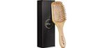 BFWood Bamboo Paddle Hairbrush with Bamboo Bristles for Massaging Scalp