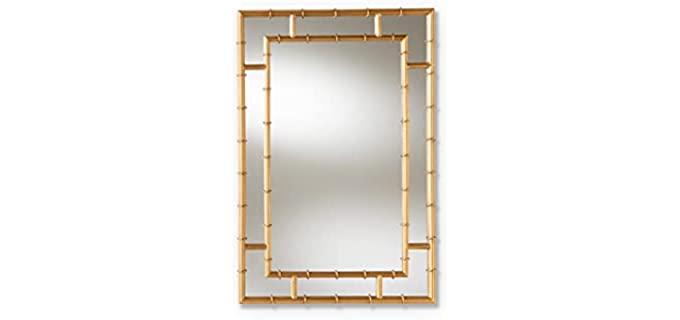 Baxton Studio Adra Decorative Bamboo Wall Mirror in Gold