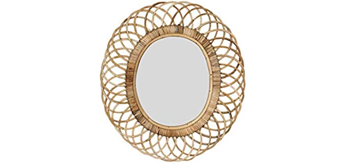 Creative Co-Op Oval Woven Bamboo Wall Mirror, Brown