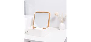 ECOBAMB Bamboo Jewelry Box 4 Grid Jewelry Tray for Drawers Glass Clear Lid Showcase Display Storage Ring Trays Holder Earrings Organizer Case