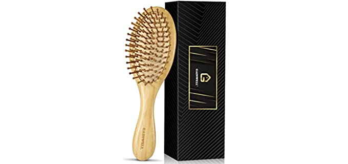 GAINWELL Bamboo Paddle Hair Brush - Bamboo Bristles Detangling Hairbrush for Massaging Scalp