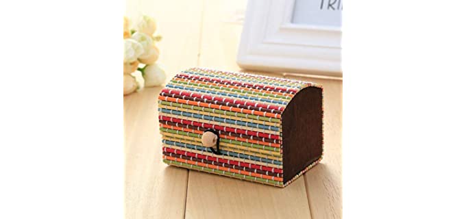 smallwoodi Jewelry Box,Creative Bamboo Wooden High Capacity Case Cute Jewelry Box Storage Organizer Multicolor