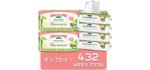 Aleva Naturals Bamboo Baby Sensitive Wipes | Unscented | Extra Strong and Ultra Soft | Natural and Organic Ingredients | Certified Vegan | 6 Packs of 72ct – Total of 432ct