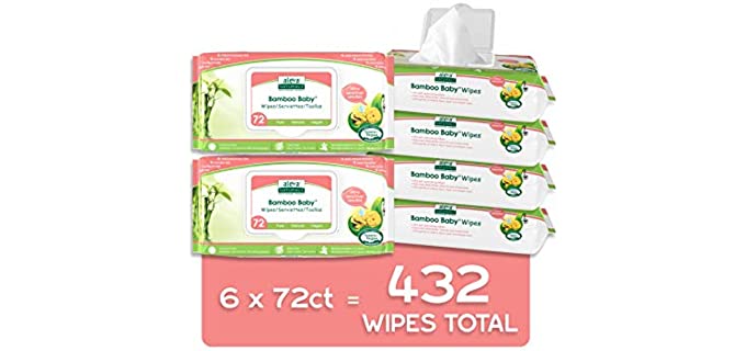 Aleva Naturals Bamboo Baby Sensitive Wipes | Unscented | Extra Strong and Ultra Soft | Natural and Organic Ingredients | Certified Vegan | 6 Packs of 72ct – Total of 432ct