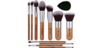 BS-MALL Makeup Brush Set 11Pcs Bamboo Synthetic Kabuki Brush Set Foundation Powder Blending Concealer Eye shadows Blush Cosmetics Brushes with Organizer Bag & Makeup Sponge…