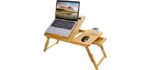 Laptop Bed Tray Multi Tasking Bamboo Lap Desk, Folding TV Tray Table, Smartphone Tablet Lap Tray for Homework Study Reading Eating Food Tray Table