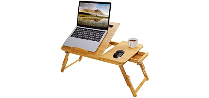 Laptop Bed Tray Multi Tasking Bamboo Lap Desk, Folding TV Tray Table, Smartphone Tablet Lap Tray for Homework Study Reading Eating Food Tray Table