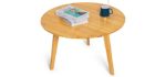 MoNiBloom Bamboo Round Coffee Tea Table Side Table for Living Room Balcony Sitting Room Home Furniture, Natural