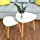 Nesting Table Set of 2 - Bamboo End Table - for Living Room Side Table for Bedroom Triangle Modern Coffee Table (White)