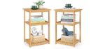 Nightstand Set of 2 Bamboo Small End Table with Storage Shelf 3 Tier Modern Boho Bedside Table Night Stands for Bedroom Living Room