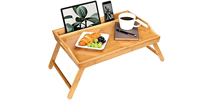 Rossie Home Media Bed Tray with Phone Holder - Fits up to 17.3 Inch Laptops and Most Tablets - Natural Bamboo - Style No. 78107