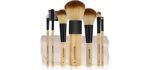 SHANY Bamboo Makeup Brush Set - Vegan Brushes With Premium Synthetic Hair & Cotton Pouch - 7pc