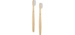 2 PCS Bamboo Toothbrushes Soft Bristles Wooden Toothbrushes for Adult, Natural Biodegradable BPA Free Eco Friendly Toothbrushes White