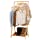 Bamboo Garment Coat Clothes Hanging Heavy Duty Rack Foldable Space Saving Stand with 2 Top Rod and Lower Shoe Clothing Storage Organizer Shelves
