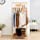 Bamboo Garment Coat Clothes Hanging Heavy Duty Rack Foldable Space Saving Stand with 2 Top Rod and Lower Shoe Clothing Storage Organizer Shelves