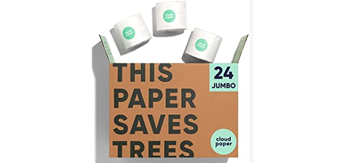 Cloud Paper Bamboo Toilet Paper - 24 Rolls of Environmentally-Friendly Toilet Paper, 3-ply, 350 sheets per roll - Soft and Strong, FSC-Certified, Totally Chlorine-Free, Plastic-Free, Vegan