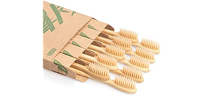 Daletu Bamboo Toothbrush, 10 PCS Biodegradable Wooden Toothbrushes, Natural BPA Free Soft Bristles Wood Toothbrush, Eco Friendly, Compostable and Sustainable