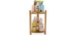 GOBAM Bamboo Shower Corner Caddy, Large - 2 Tier Standing Shower Stand for Shampoo, Conditioner, Lotion, Soap - Caddy Organizer for Kitchen, Bedroom, or Office