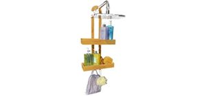 Shower Rack Bathroom Shower Organizer | Bamboo Hanging Shower Caddy | Shower Organizers | Shower Holder for Shampoo and Soap | Over The Shower Head Rust Proof Shower Storage Hanging | Shower Holder