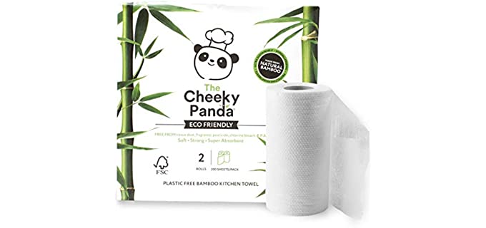 The Cheeky Panda – Bamboo Paper Towel Kitchen Rolls | Pack of 2 Rolls (2-Ply) | Biodegradable, Multipurpose, Plastic-Free, Eco-Friendly, Super Absorbent, Strong & Sustainable