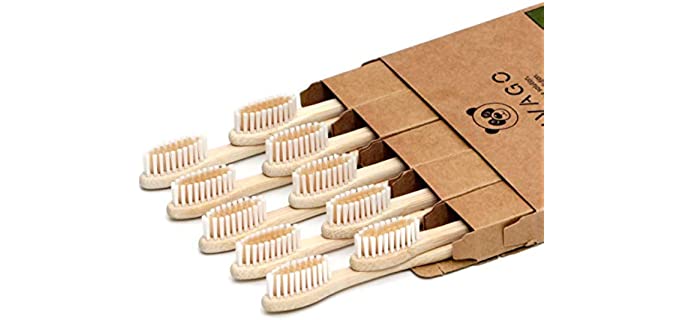 VIVAGO Biodegradable Bamboo Toothbrushes 10 Pack - BPA Free Soft Bristles Toothbrushes, Eco-Friendly, Compostable Natural Wooden Toothbrush