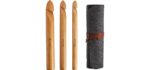 3 PCS Giant Crochet Hooks Set - 15mm(P/Q), 20mm(S), 25mm(U) Bamboo Yarn Hooks with Portable Case - Perfect for Big Loop Yarn or Extra Bulky Yarn Projects