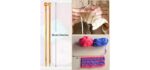 36 Pieces/ 18 Pairs Bamboo Knitting Needles Set Single Point Bamboo Knitting Needles 18 Sizes from 2.0 mm to 10.0 mm Straight Knitting Needles for DIY Handmade Projects (13.8)