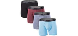 BAMBOO COOL Men’s Underwear boxer briefs Soft Comfortable Bamboo Viscose Underwear Trunks (4 Pack) (L, long boxer briefs)