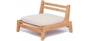 CENZEN Bamboo Floor Seat Chair for Living Room Japanese Balcony Chair with Cushion Accent Furniture (S)
