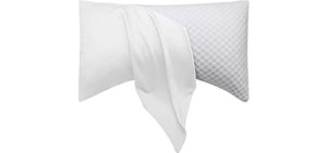 Cooling Side Sleeper Pillow Cases - Curved Bamboo Pillowcase Cover with Zipper - Breathable Cool Silky Soft Pillowcase for Hot Sleepers Hair and Skin, King Size 1 Pack, 20*36 Inches White