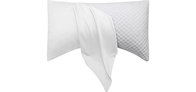 Cooling Side Sleeper Pillow Cases - Curved Bamboo Pillowcase Cover with Zipper - Breathable Cool Silky Soft Pillowcase for Hot Sleepers Hair and Skin, King Size 1 Pack, 20*36 Inches White