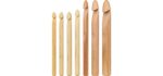 Coopay Large Wooden Crochet Hooks Ergonomic Crochet Hook Set 10-25 mm, 7PCS Inline Crochet Hooks Bamboo Crochet Kit for Beginner, Giant Wood Crochet Needles for Crocheting Chunky Yarn, Rugs, Blankets