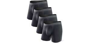 DAVID ARCHY Men's Underwear Breathable Bamboo Rayon Super Soft Trunks with Fly in 4 Pack (L, Black - 5.5