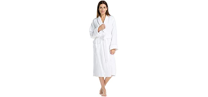 Fishers Finery Women's EcoFabric Spa Terry Robe; Full Length Bathrobe (White LXL)