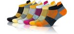 GoWith 6 Pairs Women's Bamboo Athletic Ankle Socks, Low Cut Running Socks, Seamless No Show Sneaker Orange Assortie Socks, Shoe Size: 7-11, Model:2152