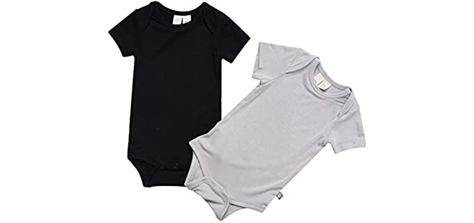 KYTE BABY Bodysuit – Unisex Bodysuits - Short Sleeve Baby Bodysuits Made from Bamboo Rayon Material (6-12 Months, Midnight+Storm)