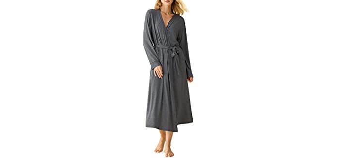 Latuza Women's Bamboo Viscose Robes Long Sleeves Bathrobe XL Dark Gray