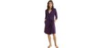 Latuza Women's Bamboo Viscose 3/4 Sleeves Short Robe with Pockets XL Eggplant