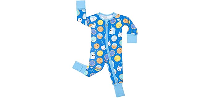 Little Sleepies Baby Boy Pajama, Bamboo Viscose Zippy PJs, Blue Cookies & Milk, 3-6M