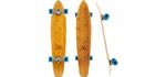 Magneto 44 inch Kicktail Cruiser Longboard Skateboard | Bamboo and Hard Maple Deck | Made for Adults, Teens, and Kids (Blue)