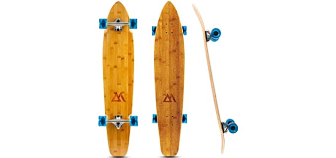 Magneto 44 inch Kicktail Cruiser Longboard Skateboard | Bamboo and Hard Maple Deck | Made for Adults, Teens, and Kids (Blue)