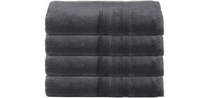 Mosobam 700 GSM Hotel Luxury Bamboo-Cotton, Hand Towels 16X30, Set of 4, Charcoal Grey, Turkish Hand Towels, Dark Gray