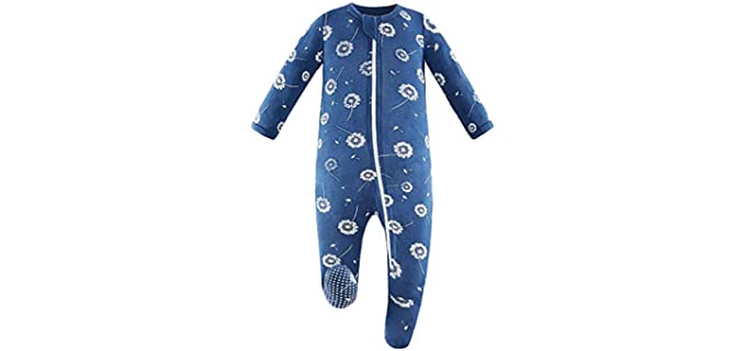 Owlivia Bamboo Footie Pajamas, Baby Boy Girl Sleep 'N Play, Zip Front Non-Slip Footed Sleeper Pjs(6-12 Months, Dandelion)